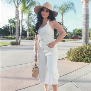 White denim jumpsuit